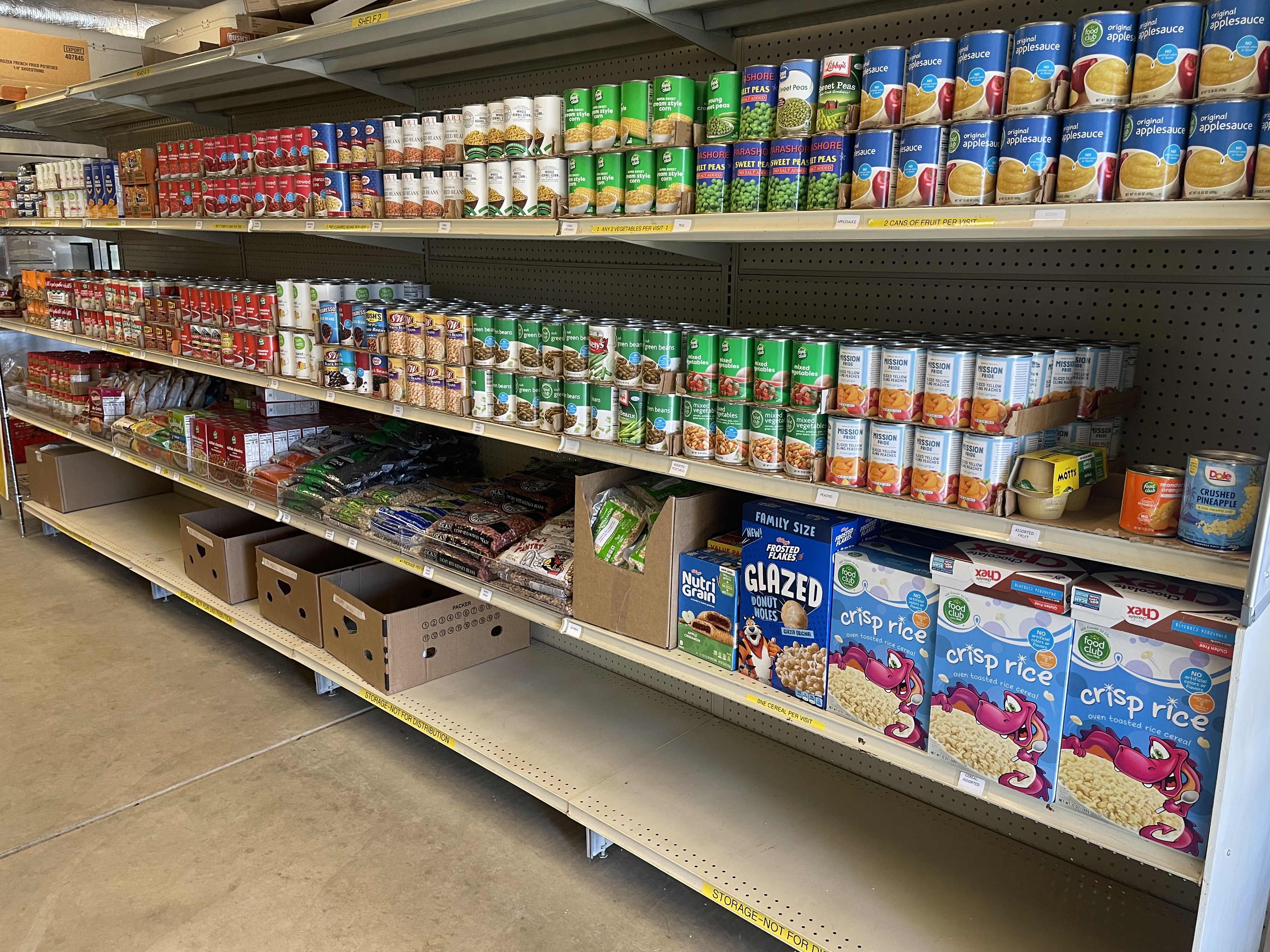 Pantry shelves ready for neighbors